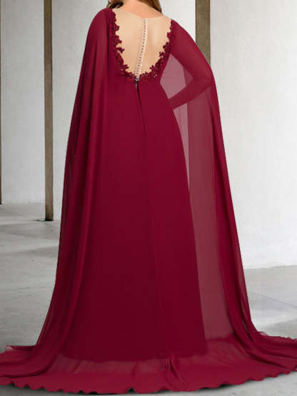 V-Neck A-Line Princess Mother of the Bride Dresses Featuring Applique