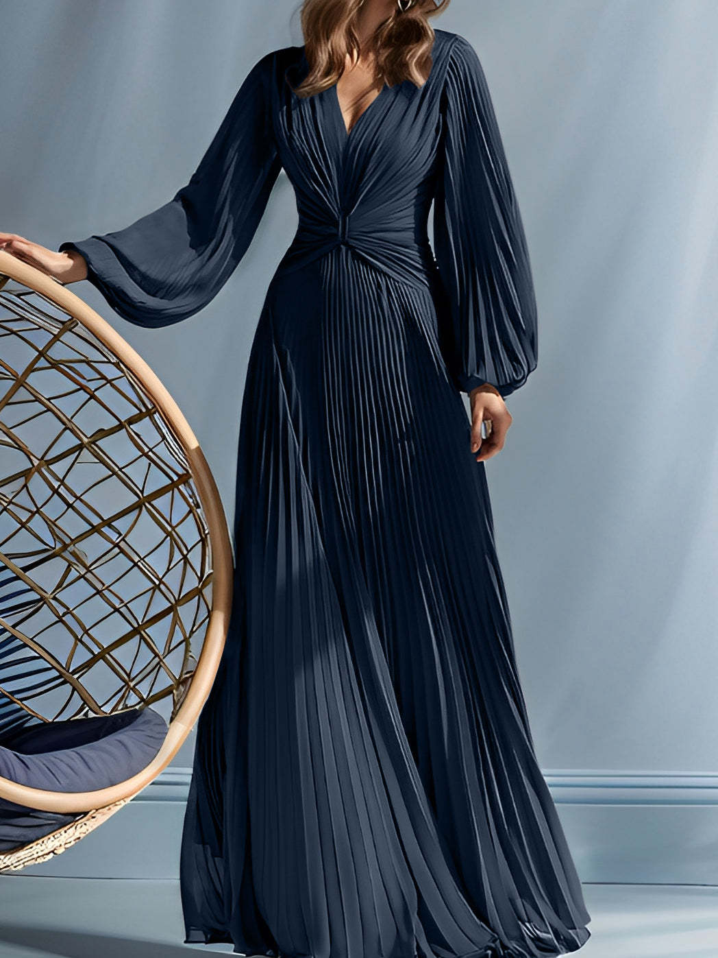 V-Neck A-Line Princess Gown for the Mother of the Bride with Ruched Detail-BMbridal