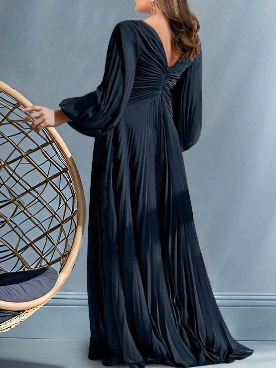 V-Neck A-Line Princess Gown for the Mother of the Bride with Ruched Detail-BMbridal