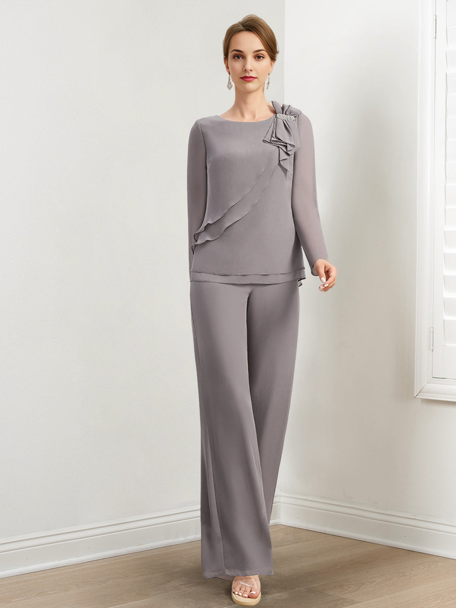Beaded and Ruffled Chiffon Pantsuits for the Mother of the Bride-BMbridal