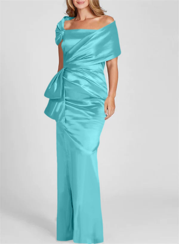 Off-the-Shoulder Floor-Length Sheath/Column Gown for the Mother of the Bride-BMbridal