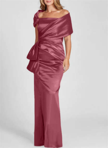Off-the-Shoulder Floor-Length Sheath/Column Gown for the Mother of the Bride-BMbridal