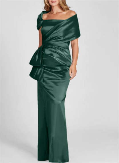 Off-the-Shoulder Floor-Length Sheath/Column Gown for the Mother of the Bride-BMbridal
