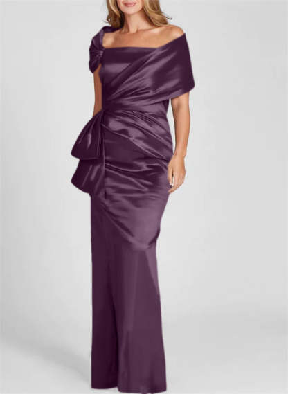 Off-the-Shoulder Floor-Length Sheath/Column Gown for the Mother of the Bride-BMbridal
