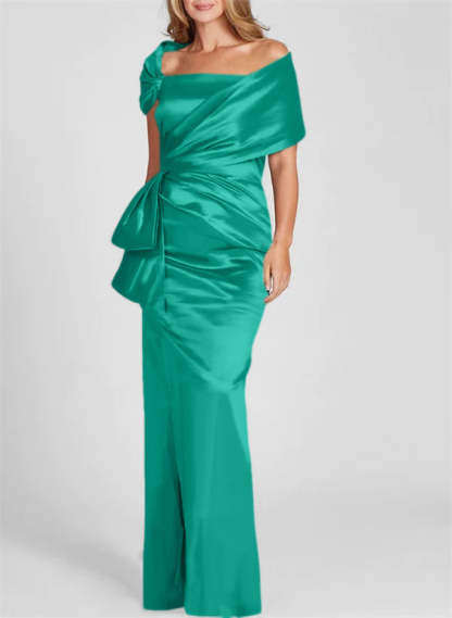 Off-the-Shoulder Floor-Length Sheath/Column Gown for the Mother of the Bride-BMbridal