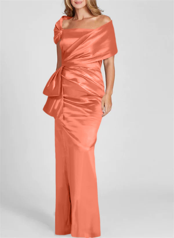 Off-the-Shoulder Floor-Length Sheath/Column Gown for the Mother of the Bride-BMbridal