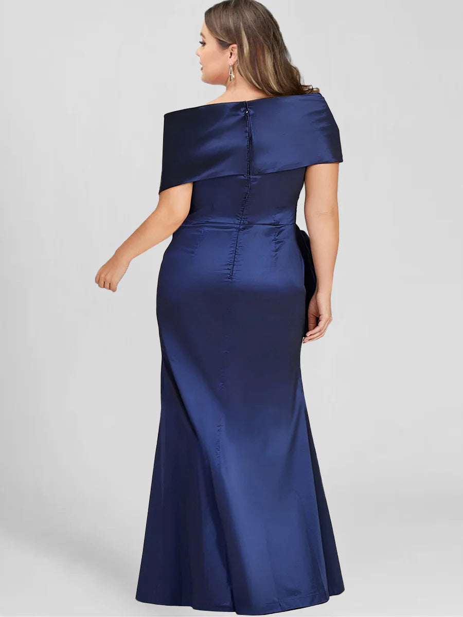 Off-the-Shoulder Plus Size Floor-Length Sheath Mother of the Bride Dresses