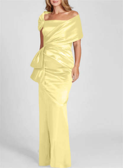 Off-the-Shoulder Floor-Length Sheath/Column Gown for the Mother of the Bride-BMbridal