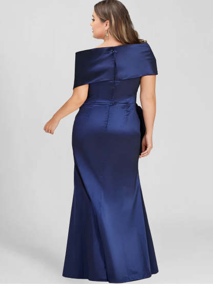 Off-the-Shoulder Floor-Length Sheath/Column Gown for the Mother of the Bride-BMbridal