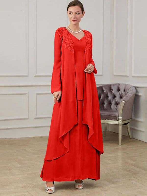 Floor-Length V-Neck A-Line Princess Gown for the Mother of the Bride-BMbridal