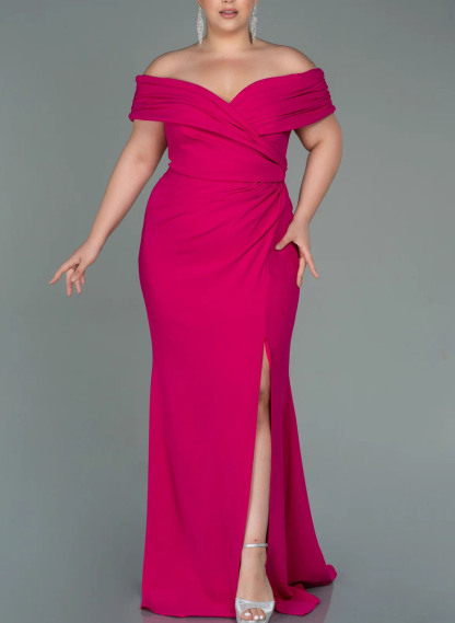 Off-the-Shoulder Mermaid/Trumpet Gown for the Mother of the Bride with Side Split-BMbridal
