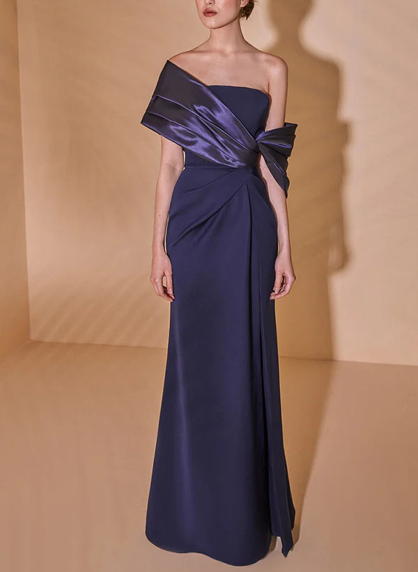 Off-the-Shoulder Ruched Sheath/Column Dresses for the Mother of the Bride-BMbridal