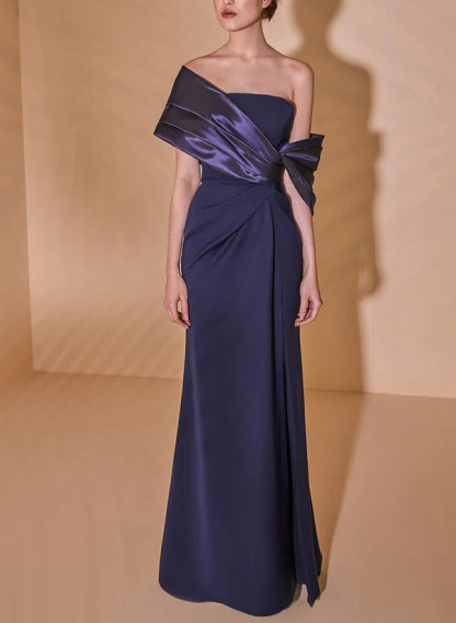 Off-the-Shoulder Ruched Sheath/Column Dresses for the Mother of the Bride-BMbridal