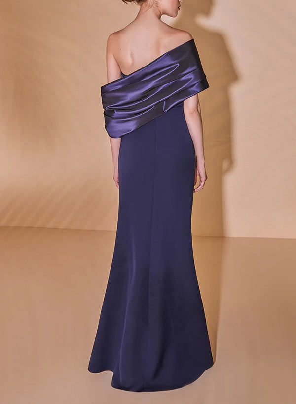 Off-the-Shoulder Ruched Sheath/Column Dresses for the Mother of the Bride-BMbridal