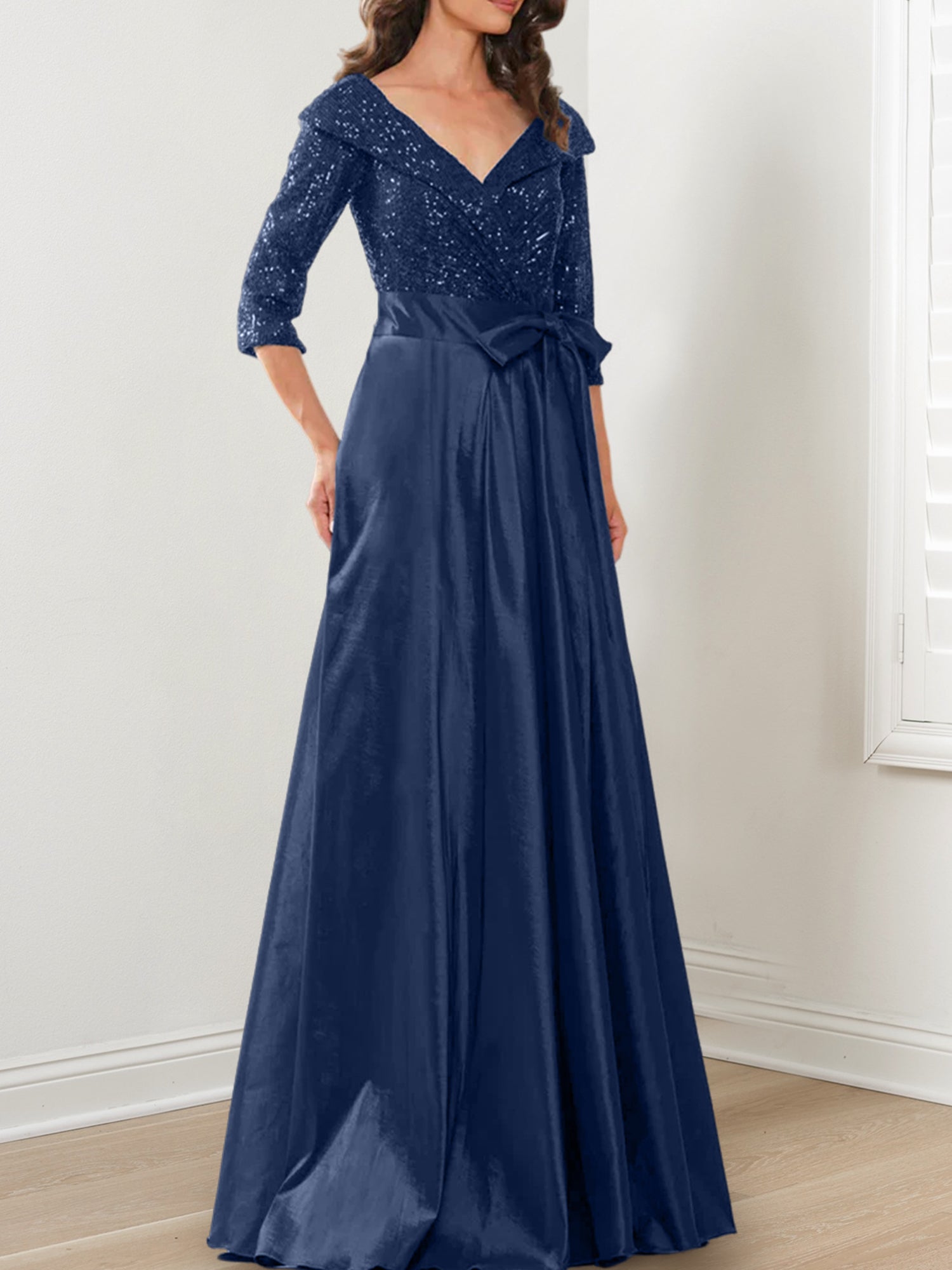 V-Neck A-Line Princess Gown for the Mother of the Bride-BMbridal