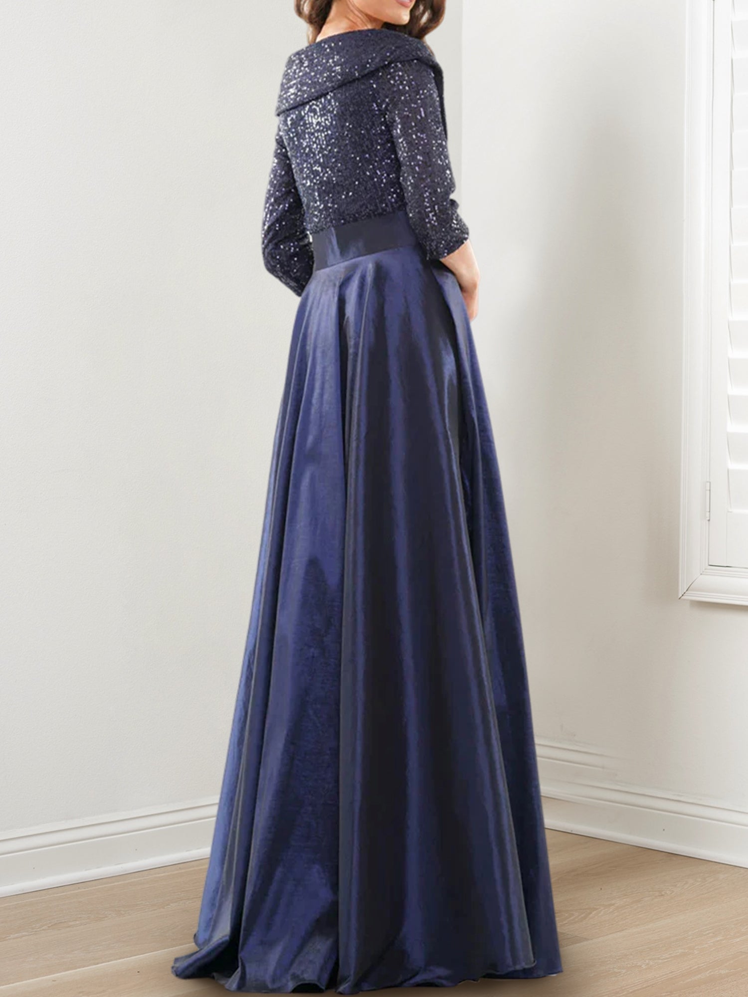 V-Neck A-Line Princess Gown for the Mother of the Bride-BMbridal