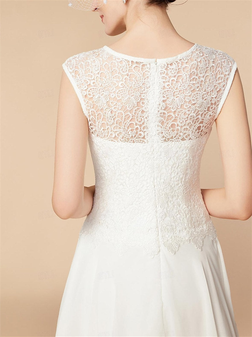 Knee-Length Mother of the Bride A-Line Dress with 3/4 Sleeves and Wraps-BMbridal