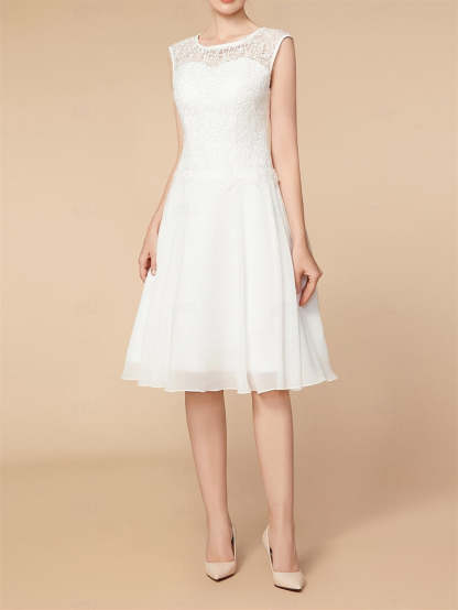 Knee-Length Mother of the Bride A-Line Dress with 3/4 Sleeves and Wraps-BMbridal