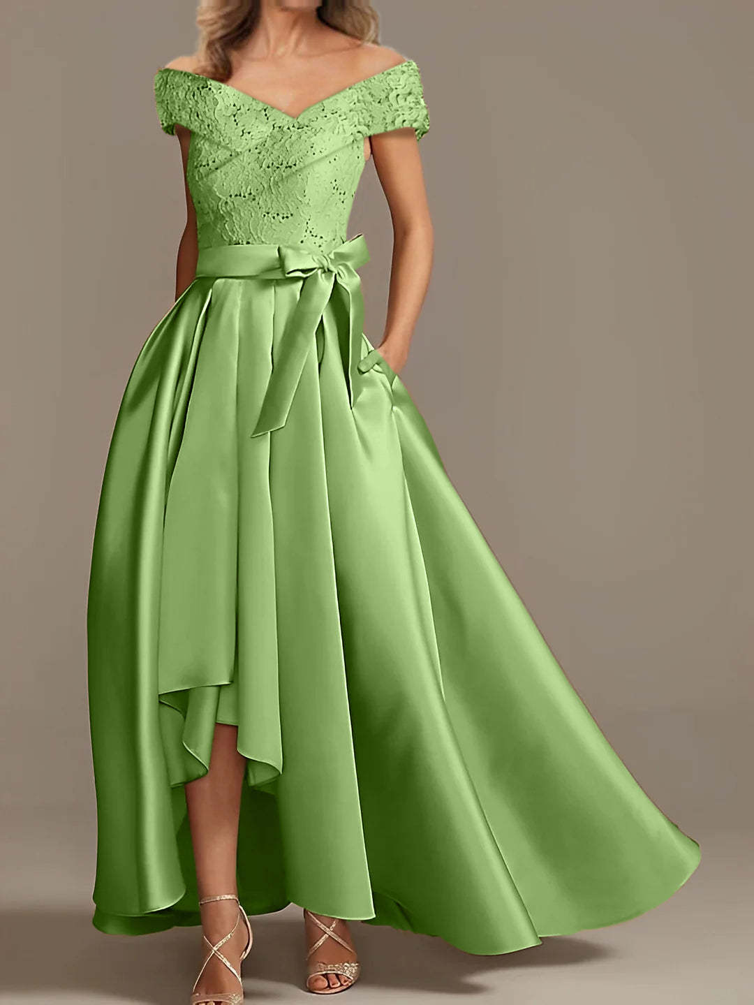 Off-the-Shoulder Asymmetrical A-Line Mother of the Bride Dresses with Ruffles