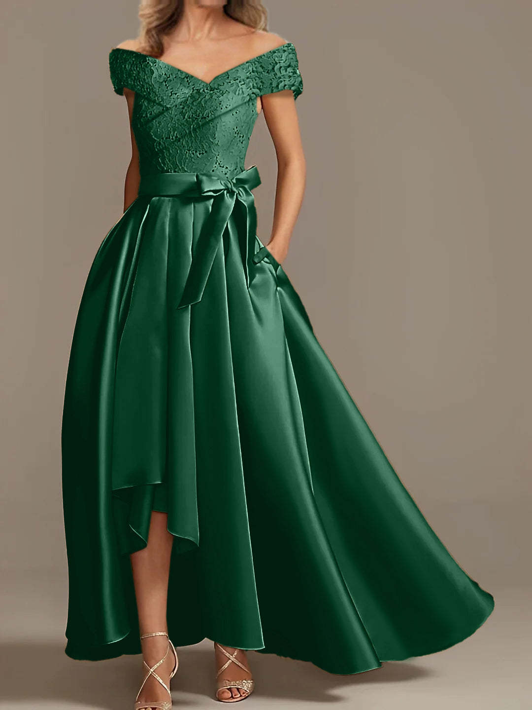 Off-the-Shoulder Asymmetrical A-Line Mother of the Bride Dresses with Ruffles