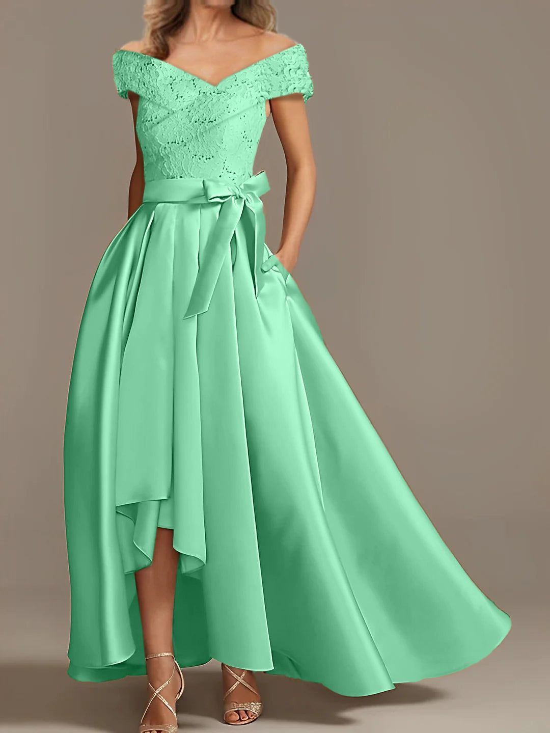 Off-the-Shoulder Asymmetrical A-Line Mother of the Bride Dresses with Ruffles