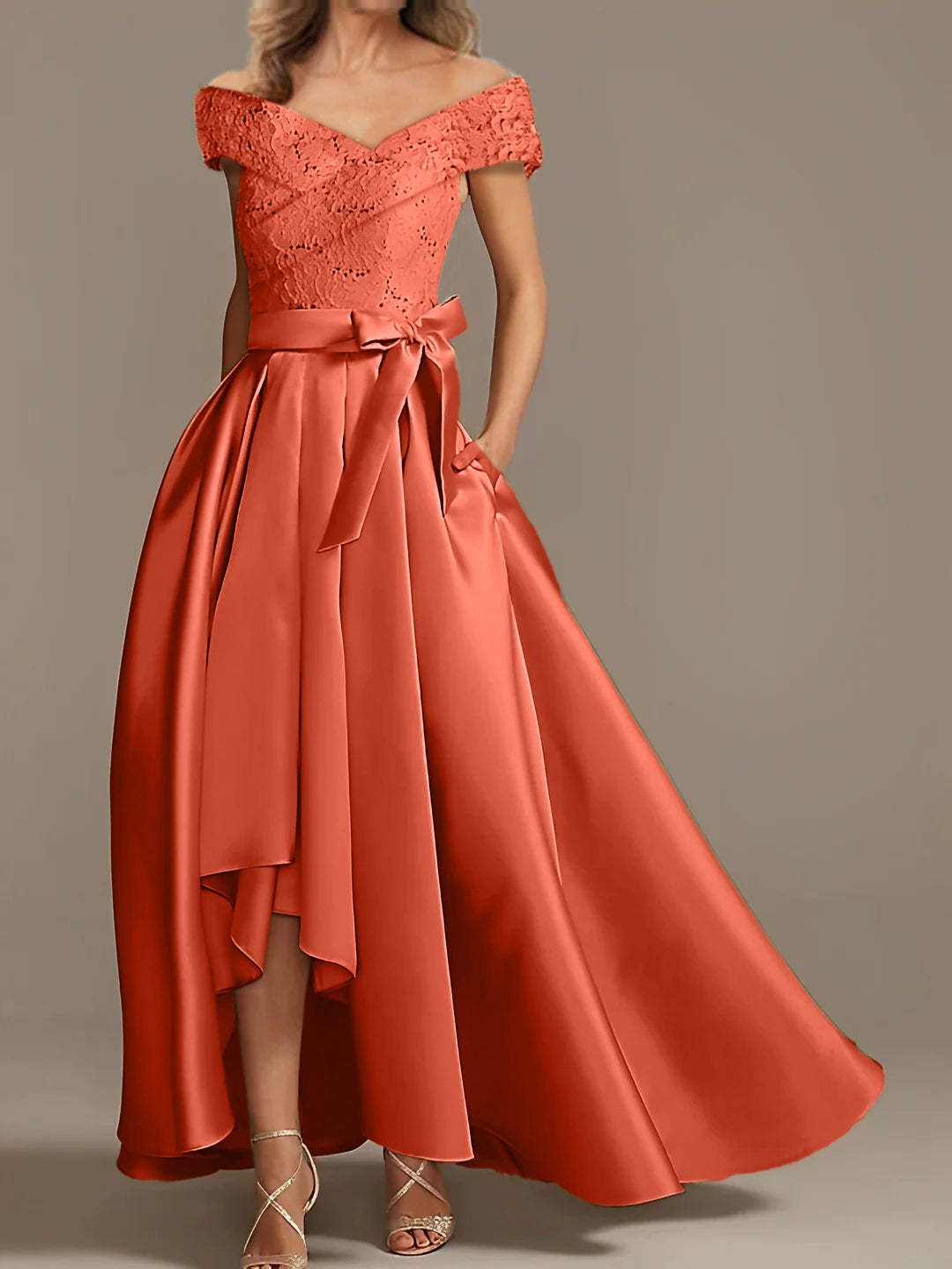 Off-the-Shoulder Asymmetrical A-Line Mother of the Bride Dresses with Ruffles