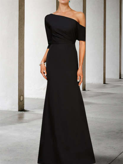 One-Shoulder A-Line Princess Gown with 3/4 Sleeves for the Mother of the Bride-BMbridal