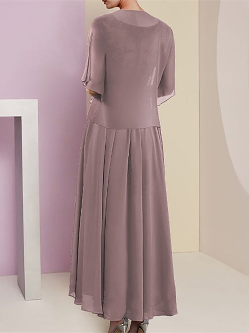 Short Sleeve A-Line Princess Jacket Dress for the Mother of the Bride-BMbridal