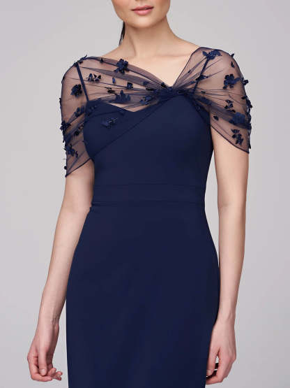 Spaghetti Strap Sleeveless Floor-Length Mother of the Bride Gown with Watteau Train-BMbridal