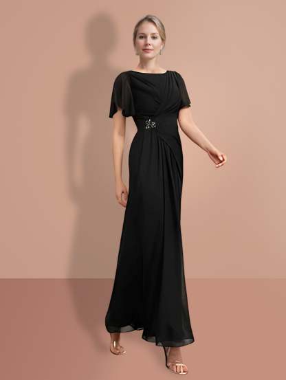 Short Sleeve Ankle-Length Sheath Mother of the Bride Dresses-BMbridal