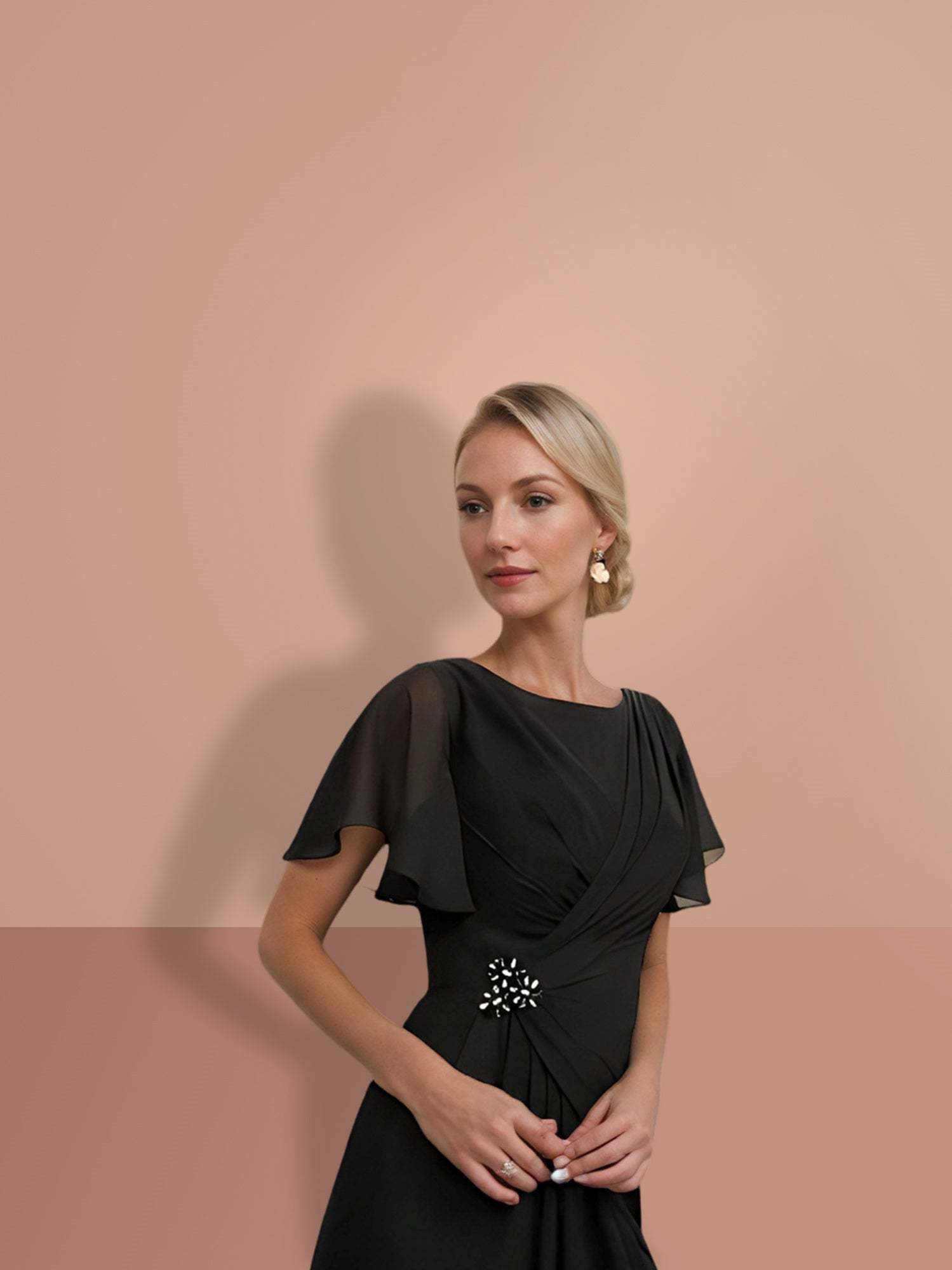 Short Sleeve Ankle-Length Sheath Mother of the Bride Dresses-BMbridal