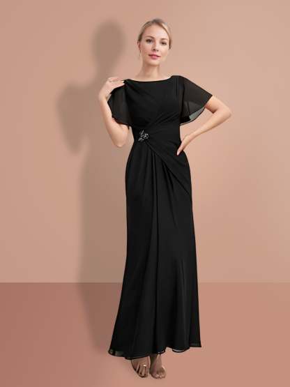 Short Sleeve Ankle-Length Sheath Mother of the Bride Dresses-BMbridal