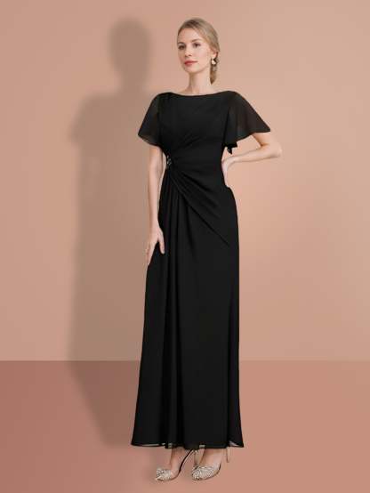 Short Sleeve Ankle-Length Sheath Mother of the Bride Dresses-BMbridal