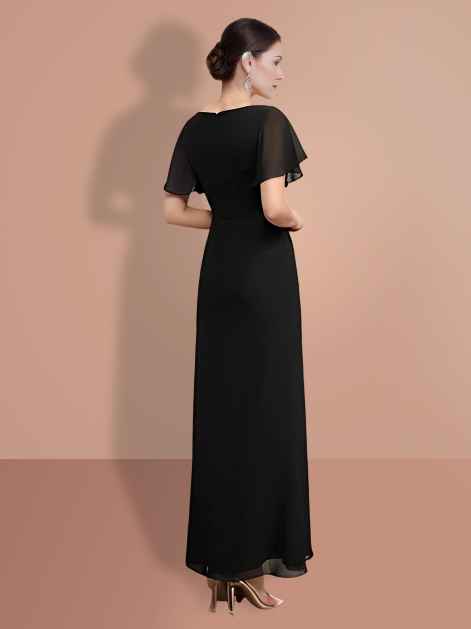Short Sleeve Ankle-Length Sheath Mother of the Bride Dresses-BMbridal