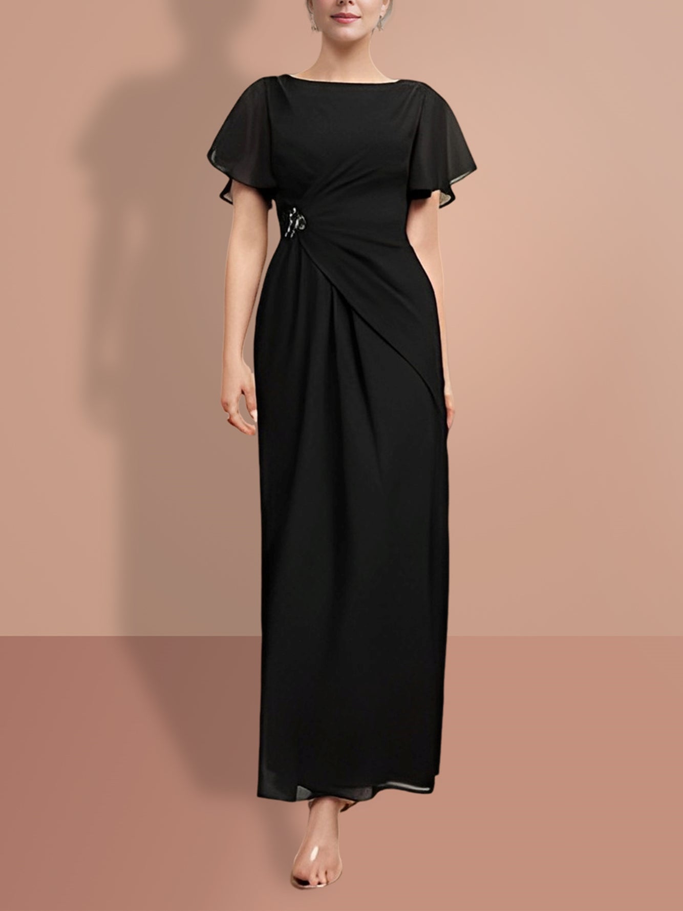 Short Sleeve Ankle-Length Sheath Mother of the Bride Dresses-BMbridal