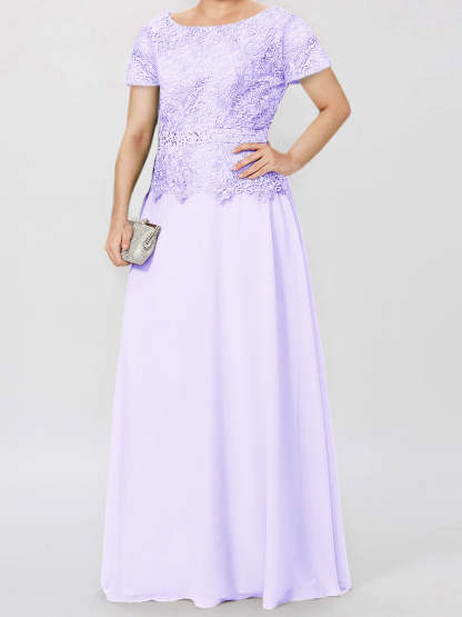Short-Sleeve A-Line Princess Mother of the Bride Dress with Applique and Sequins