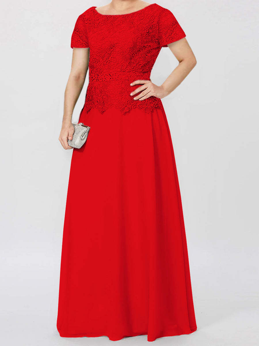 Short-Sleeve A-Line Princess Mother of the Bride Dress with Applique and Sequins