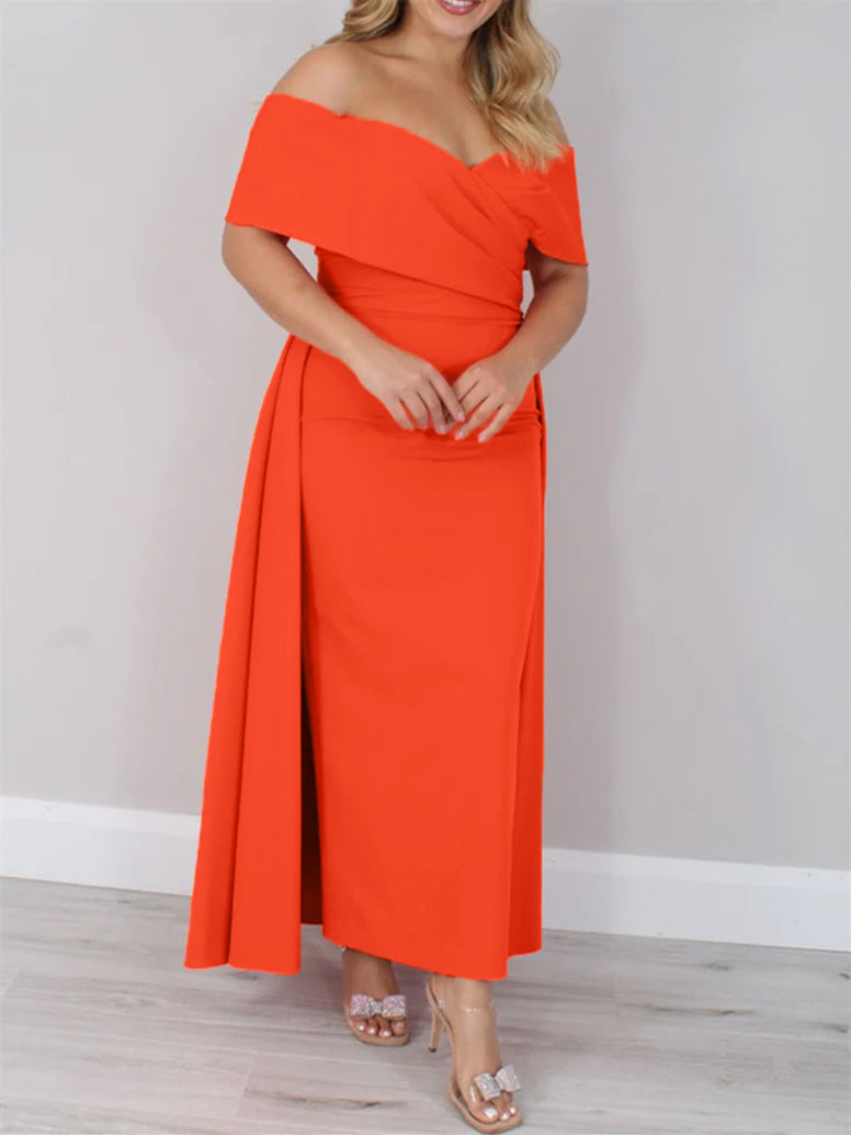 Princess A-Line Off-the-Shoulder Ankle-Length Dress for the Mother of the Bride-BMbridal