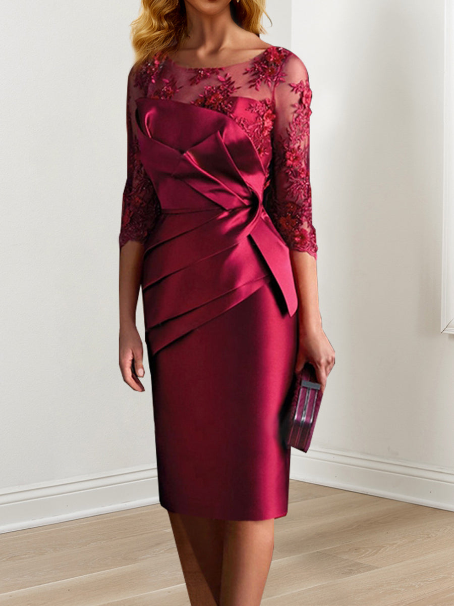 Knee-Length Mother of the Bride Sheath/Column Dresses-BMbridal
