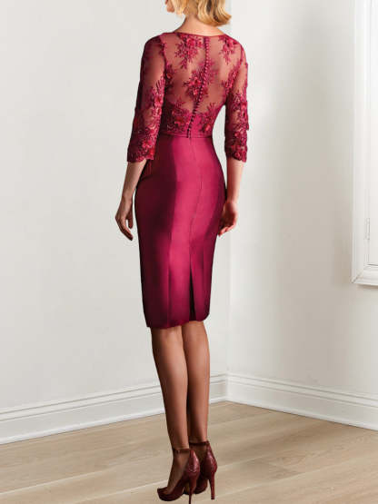 Knee-Length Mother of the Bride Sheath/Column Dresses-BMbridal