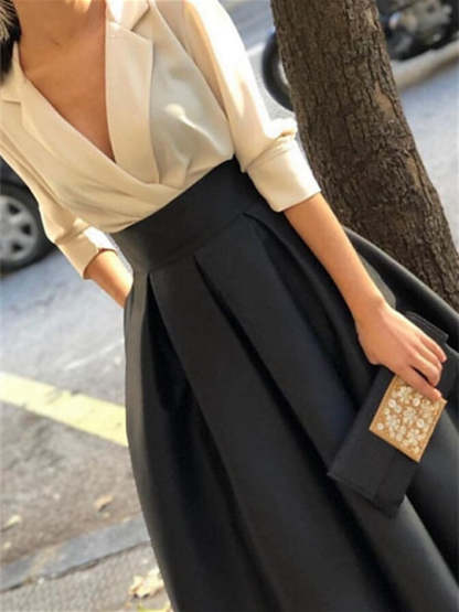 V-Neck A-Line Princess Gown with Long Sleeves and Pockets for the Mother of the Bride-BMbridal