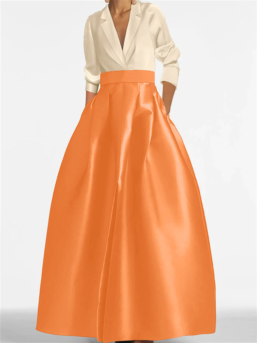 V-Neck A-Line Princess Gown with Long Sleeves and Pockets for the Mother of the Bride-BMbridal