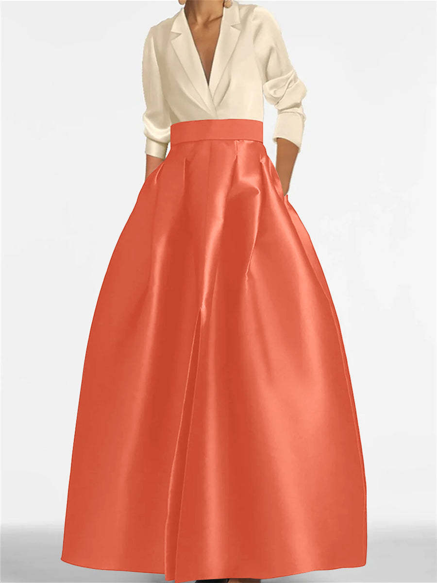 V-Neck A-Line Princess Gown with Long Sleeves and Pockets for the Mother of the Bride-BMbridal