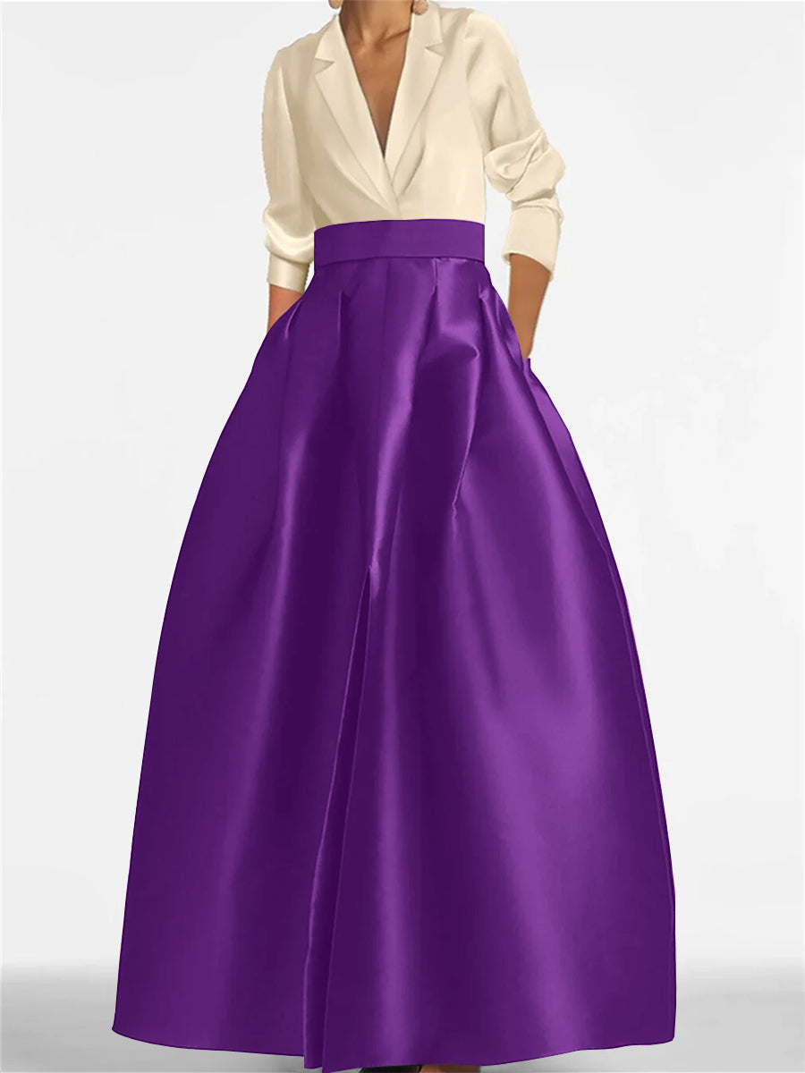 V-Neck A-Line Princess Gown with Long Sleeves and Pockets for the Mother of the Bride-BMbridal