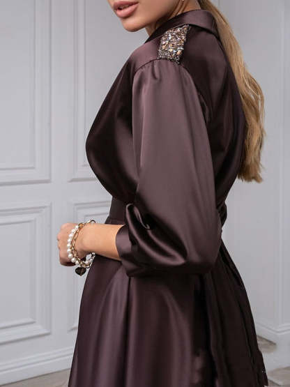 V-Neck A-Line Princess Gown with 3/4 Sleeves and Beading for the Mother of the Bride-BMbridal