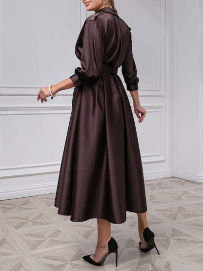 V-Neck A-Line Princess Gown with 3/4 Sleeves and Beading for the Mother of the Bride-BMbridal