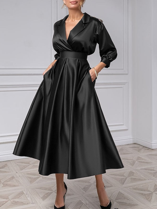 V-Neck A-Line Princess Gown with 3/4 Sleeves and Beading for the Mother of the Bride-BMbridal