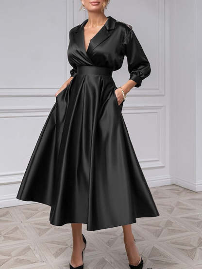 V-Neck A-Line Princess Gown with 3/4 Sleeves and Beading for the Mother of the Bride-BMbridal