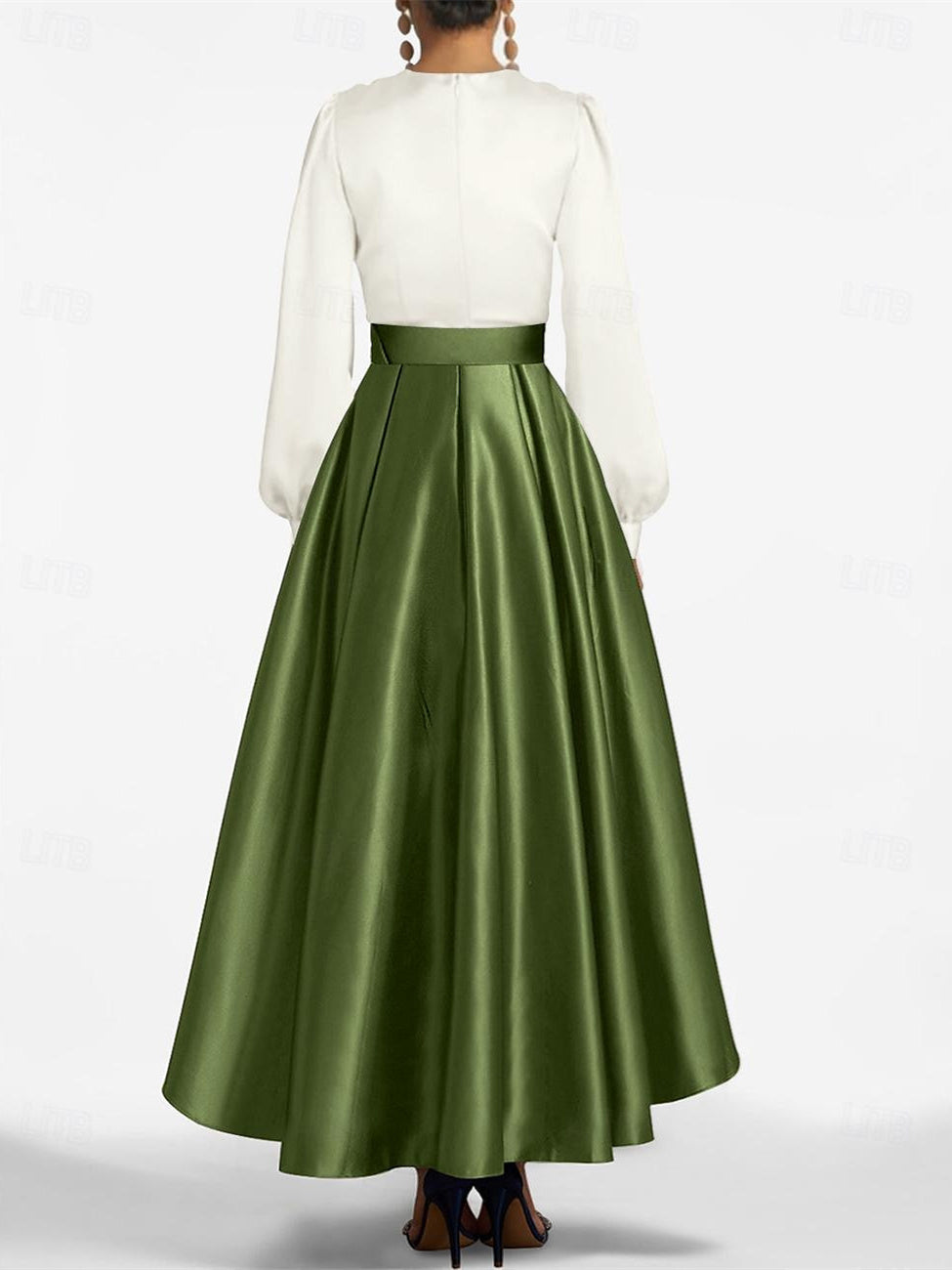 V-Neck A-Line Princess Asymmetrical Mother of the Bride Dress with Belt-BMbridal
