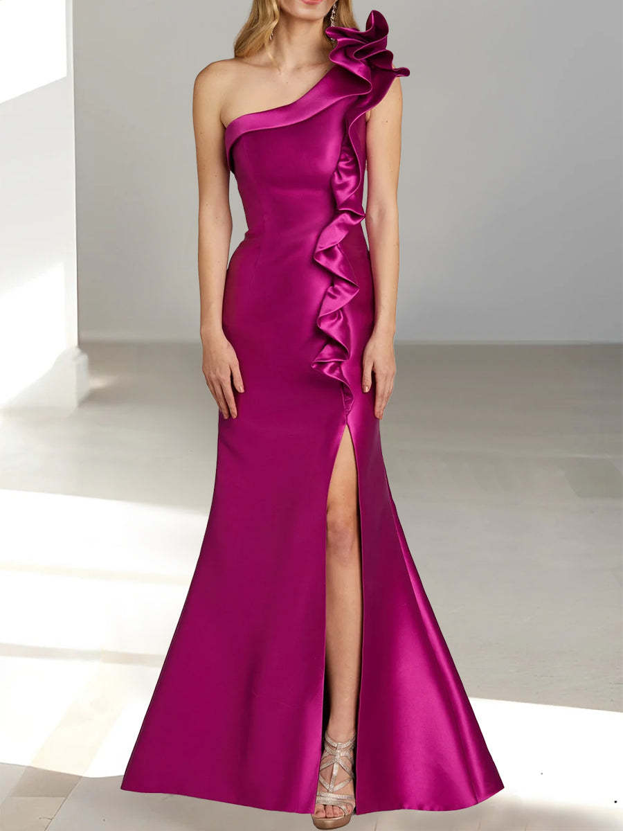 One-Shoulder Sleeveless Mermaid/Trumpet Mother Of The Bride Dress with Side Split-BMbridal